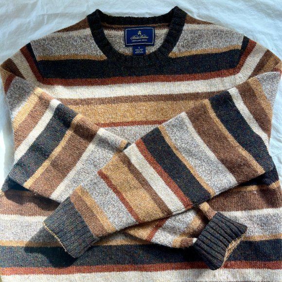 Vintage Striped Brown Brooks Brothers Wool Sweater - Picture 5 of 6